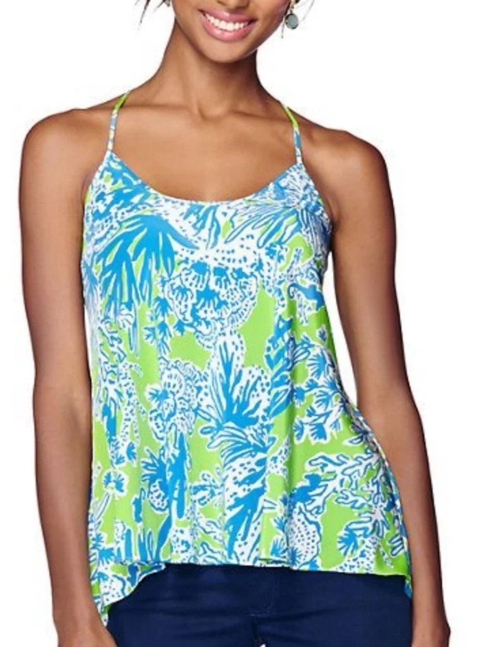 Lilly Pulitzer Maisy Blue and Green Floral Camisole Top
